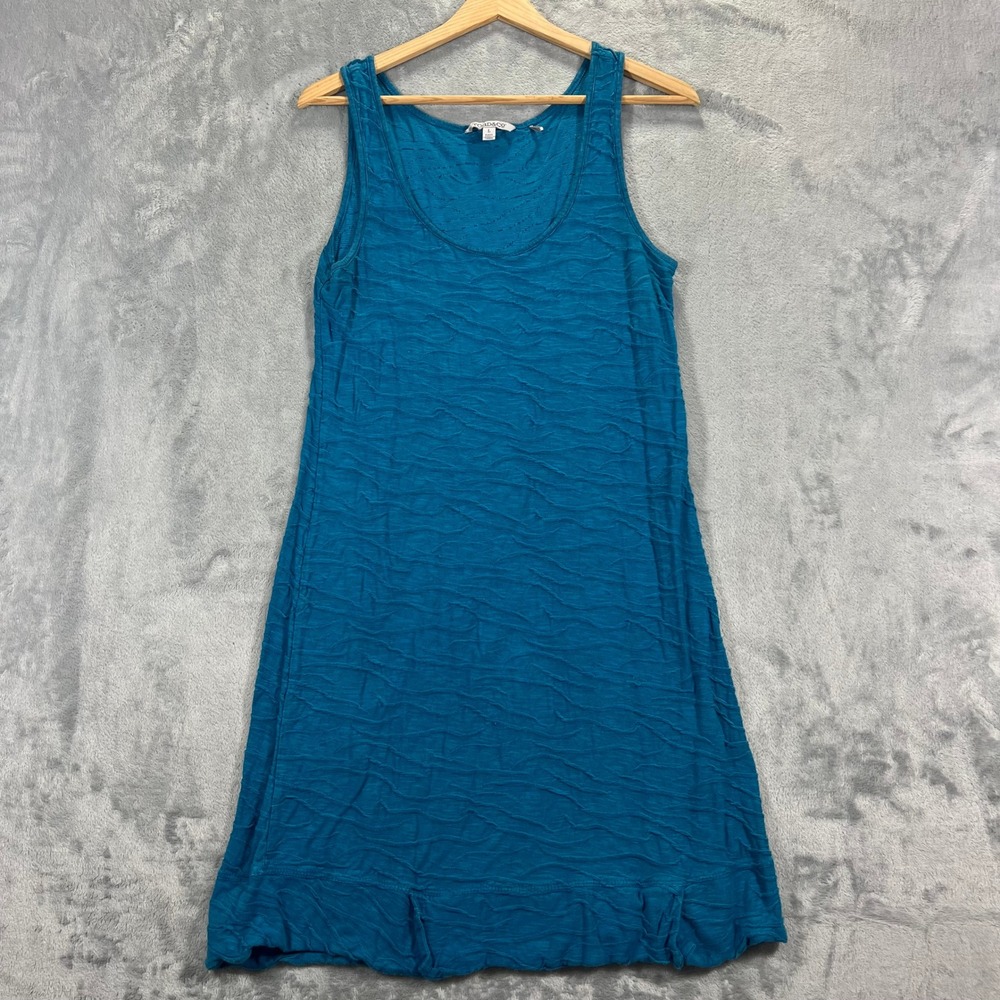 Toad&Co Samba Wave Tank Dress Womens Large Teal Blue Organic Cotton Travel Beach